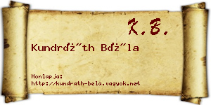 Kundráth Béla névjegykártya